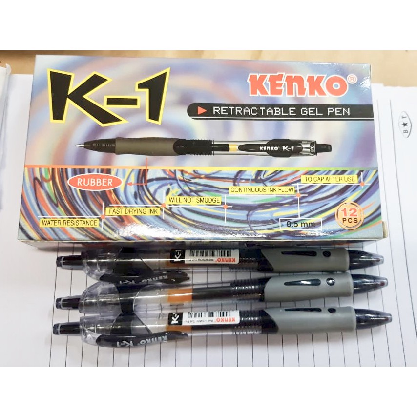 

Pulpen Gel Kenko K-1 - HITAM (isi 12 pcs)