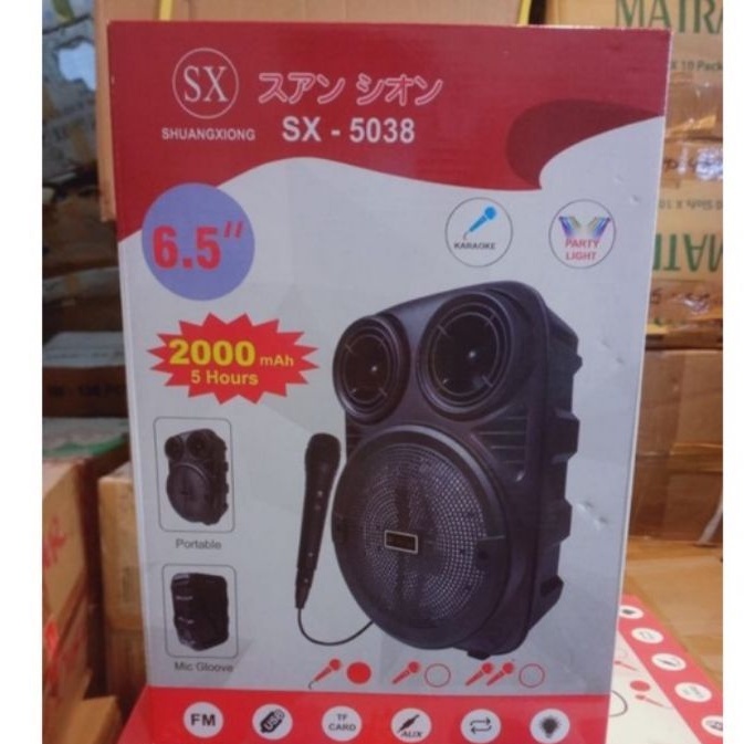 COD SPEAKER BLUETOOTH TERBARU 6'5 INCH SX-5038 PLUS MIC KARAOKE//SPEAKER SALON AKTIF X-BASS//SPEAKER KARAOKE//SPEAKER WIRELESS