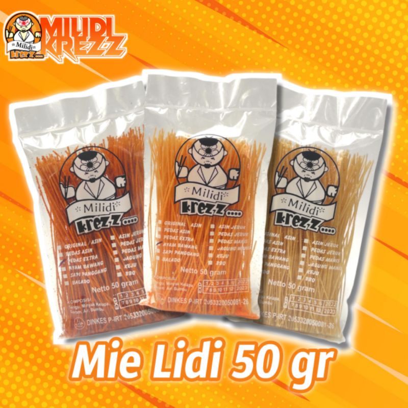 

Mie Lidi Milidikrezz Grosir 50 Gram Snack Pedas