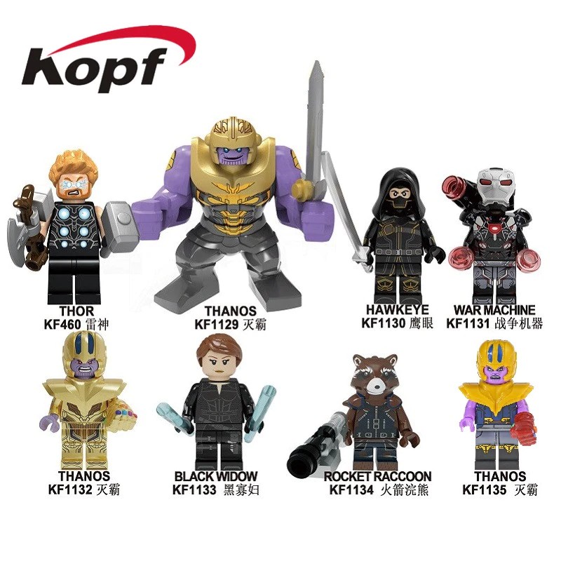 Mainan Lego Building Blocks The Avengers 4 INFINITY WAR Thor Hawkeye War Machine Thanos Black Widow