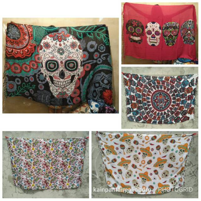 KAIN PANTAI KAIN TENGKORAK MOTIF CAMPUR BAHAN HALUS