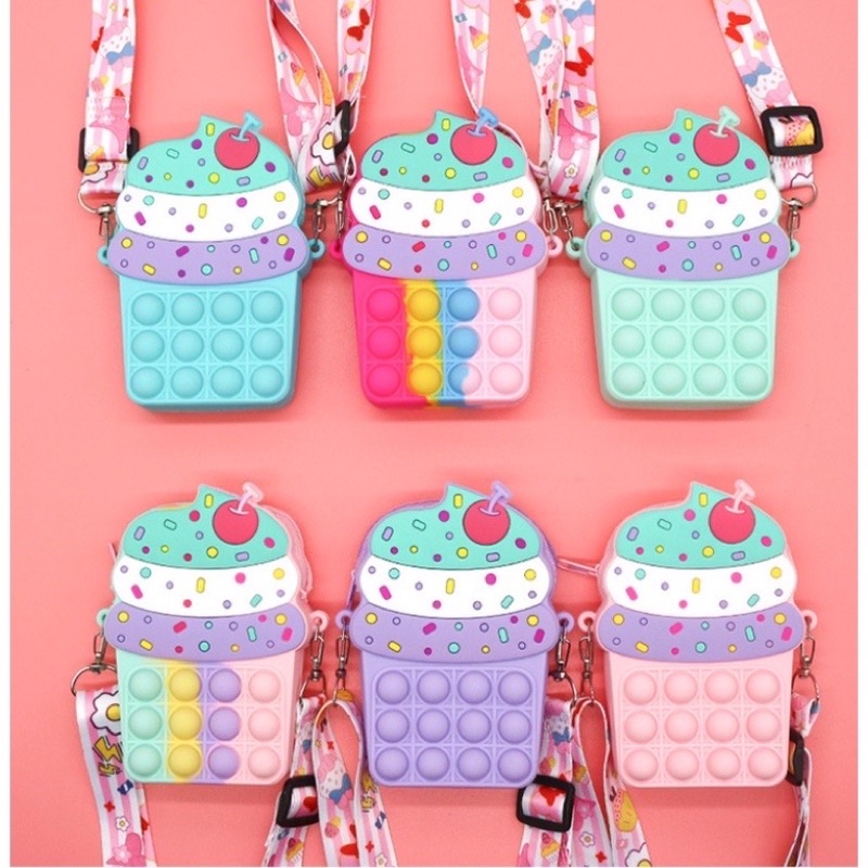 GROSIR TAS ANAK POPIT JELLY / TAS POP IT ANAK SELEMPANG UNICORN / TAS POP IT ANAK TERMURAH/DOMPET KOIN/COIN/ MINNIEMOUSE/ HK/ UNICORN/ CUPCAKE/ KUE/ANAK PEREMPUAN/ CAT/KUCING