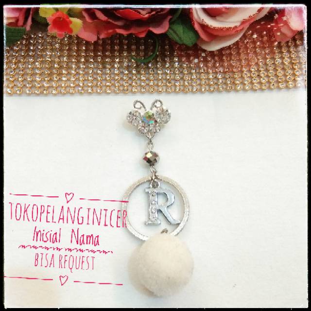 Bros Dagu Jilbab Hijab/Bross Nama Huruf Inisial Mix Pompom by TokoPelangiNicer Fashion Muslim Wanita