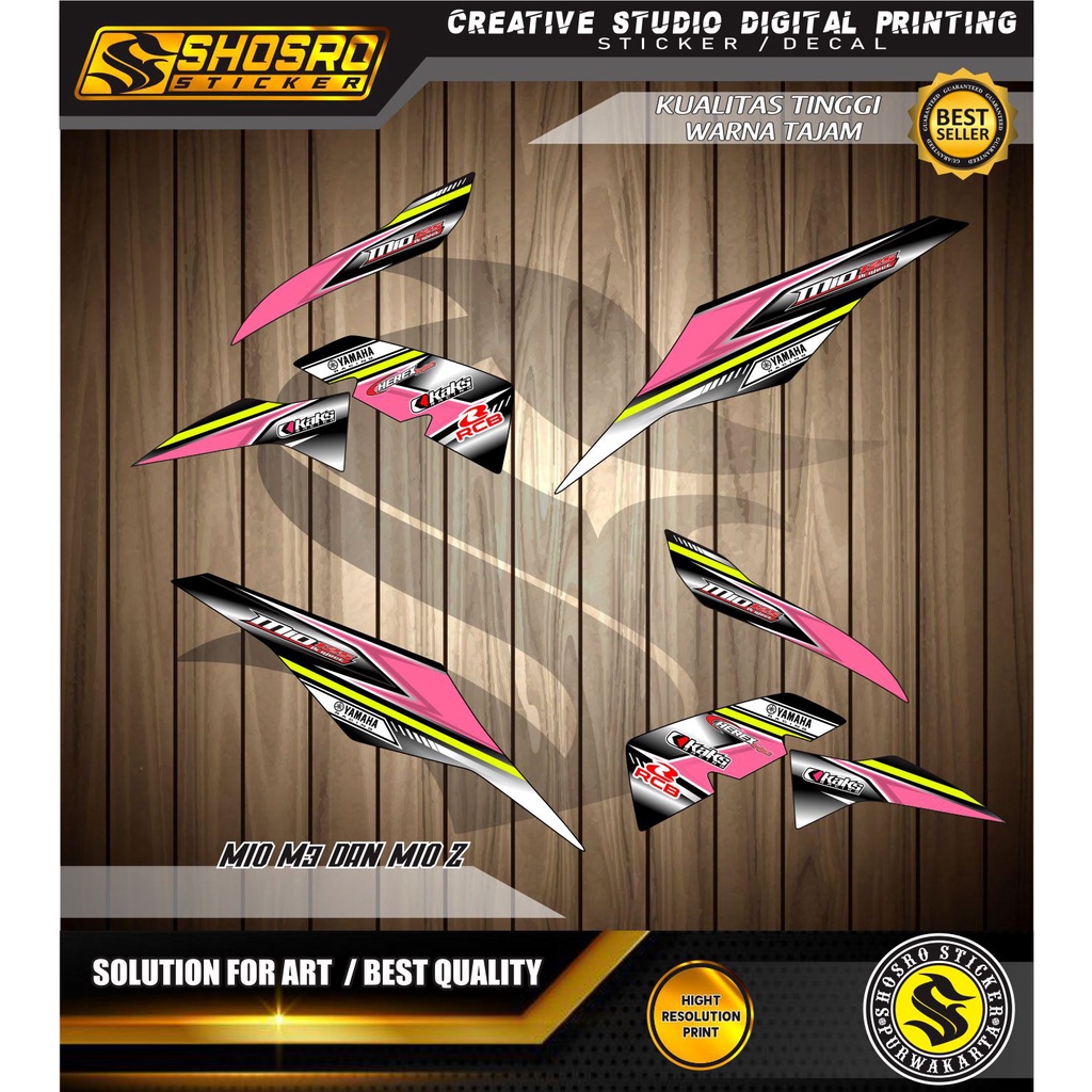 COD-VARIASI MOTOR YAMAHA MIO M3 MIO Z STRIPING/STIKER PINK LIS KUNING RACING VARIASI