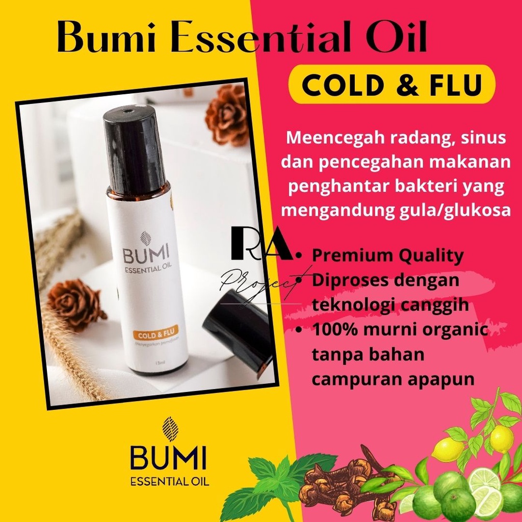 BUMI ESSENTIAL OIL COLD & FLU ROLL ON MINYAK ESSENTIAL OIL DIFFUSER ESSENTIAL OIL DIFFUSER AROMATERA