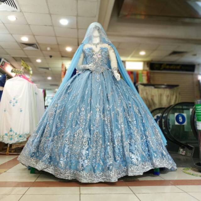 GAUN PENGANTIN BARBIE BABY BLUE MEWAH TERMURAH