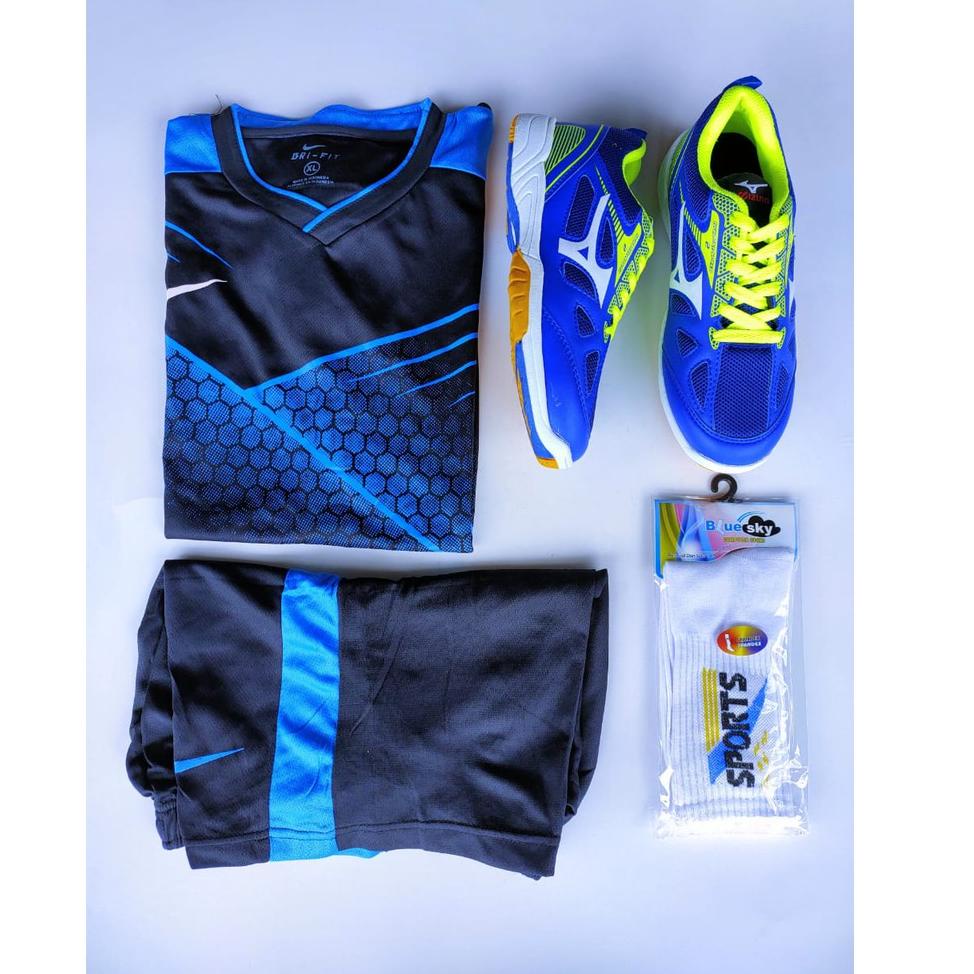 Sepatu Badminton Pria Mizuno Original Paket Sepatu Jersey Celana Kaos kaki | LBB.02Jl22ž