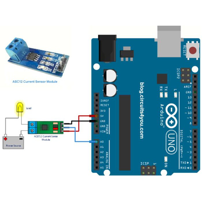 Sensor Arus ACS712 5A Ac Dc Hall Current ACS 712 Module For Arduino