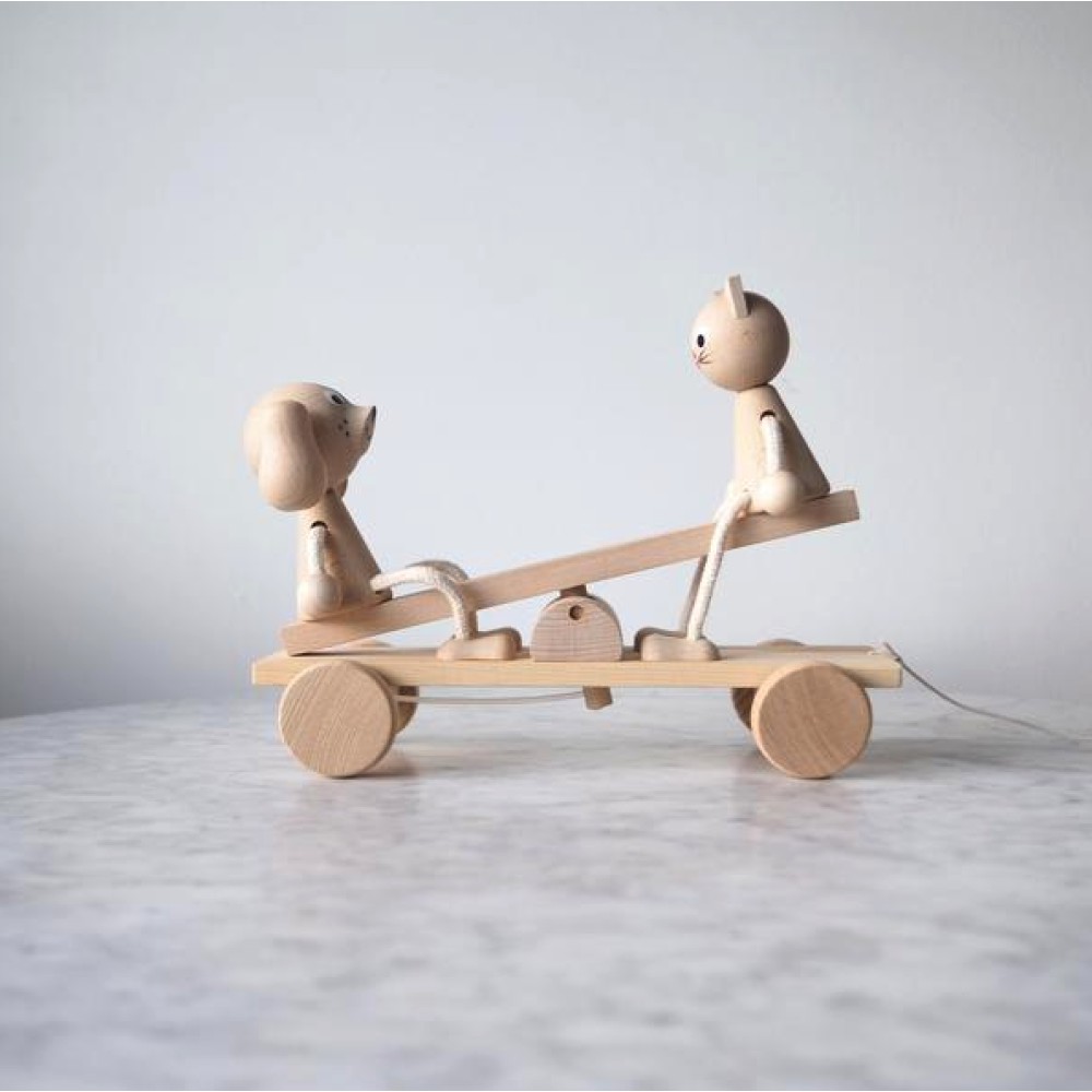 Sarah and Bendrix Cat Dog Wooden Pull along See Saw - Toy Mainan Anak Kayu Tarik Lucu Animal Edukasi