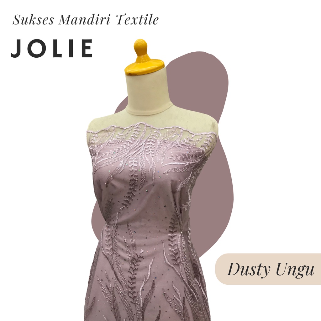 [JOLIE] Brokat Brukat Tile Premium Mewah Warna Dusty Ungu | Harga ½ meter = 50 cm (Bahan Dress Bride