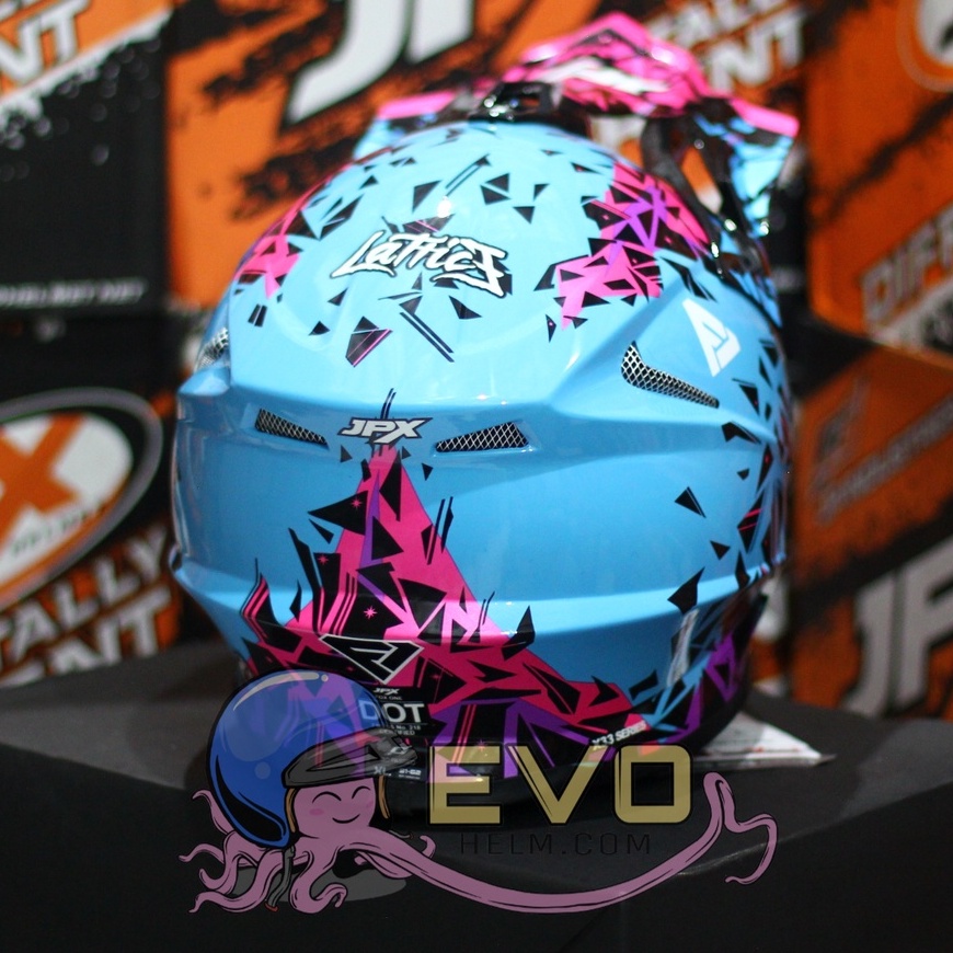 HELM JPX CROSS_FOX1 SERI X33 - LIGHT BLUE GLOSS + GOOGLE SNAIL (ONGKIR 2 KG) JPX LATICS MOTOCROSS JPX X33 LATICS BLUE GLOSS HELM JPX TERBARU