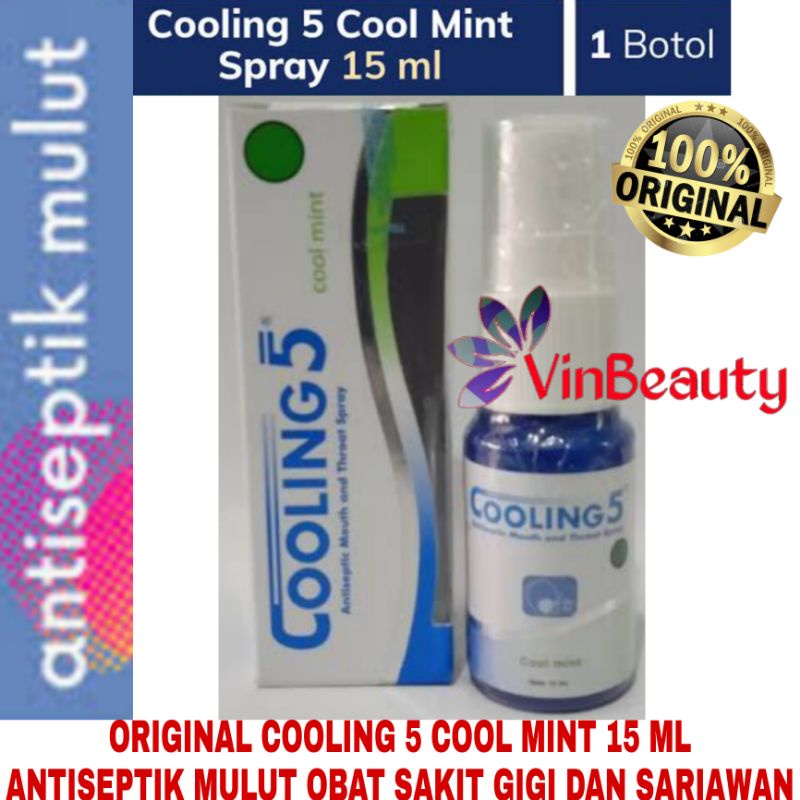 ORIGINAL COOLING 5 MINT 15 ML / OBAT SAKIT GIGI SARIAWAN SPRAY COOLING FIVE RASA MINT