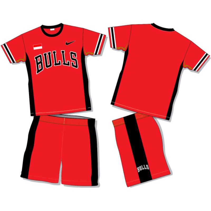 BISA SABLON NAMA DAN NOMER Baju Olahraga Anak Basket Ball BULLS BISA COD BAYAR DI TEMPAT baju pakaian Badminton/Futsal/Voli Anak Laki Laki