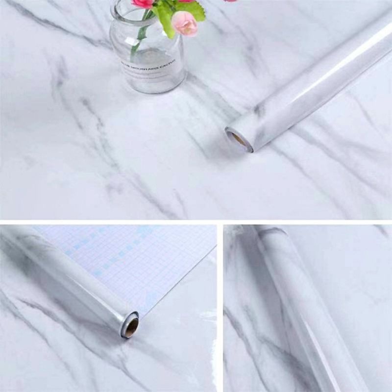 Wallpaper Sticker Dinding Marble Dapur Premium Putih Marmer / Marble
