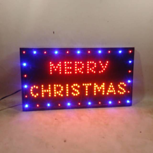 Tulisan lampu led sign merry christmas new
