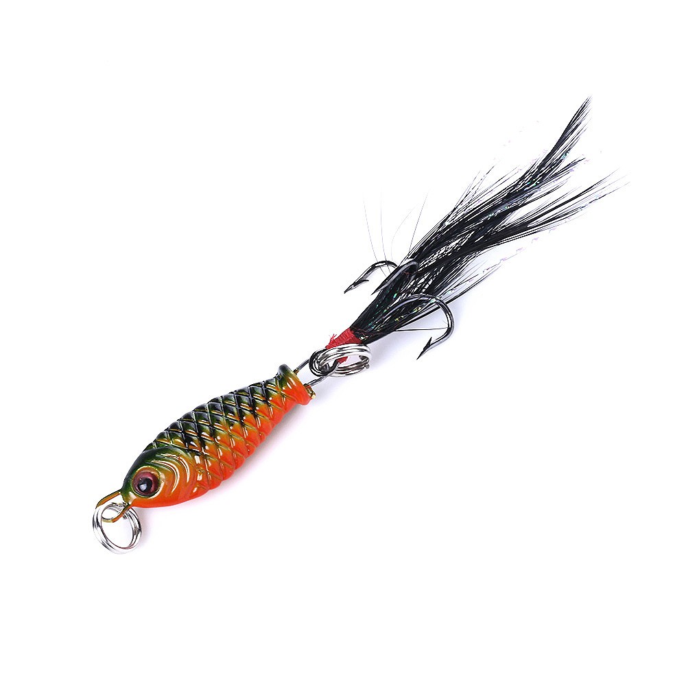 Hengjia 1pc Umpan Pancing Metal VIB Rattlin Jig Realistis 2.5cm 4g Dengan Kail Bulu