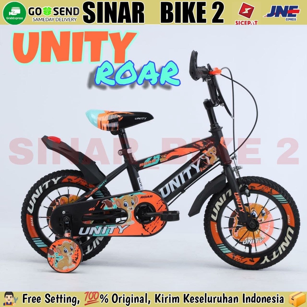 Sepeda Anak Laki BMX UNITY ROAR Ban Warna Ukuran 12 16 &amp; 18 Inch