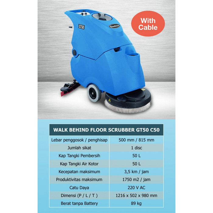 Floor Scrubber Gadlee GT50 Cable (Mesin Penyikat dan Pengering Lantai)