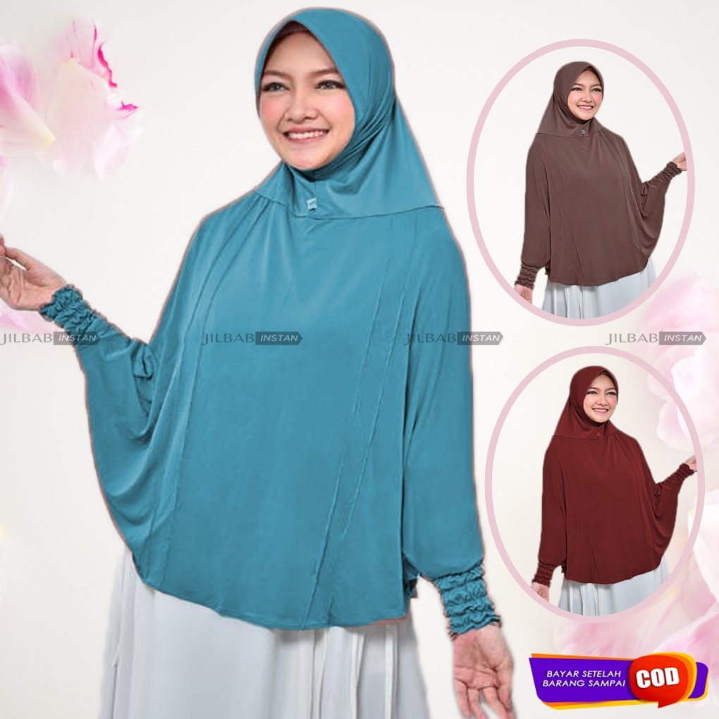 Jilbab/Hijab/Kerudung Lengan Tangan Panjang Syari Langsung Pakai Instan Bergo Tangan Murah Fatimah-1