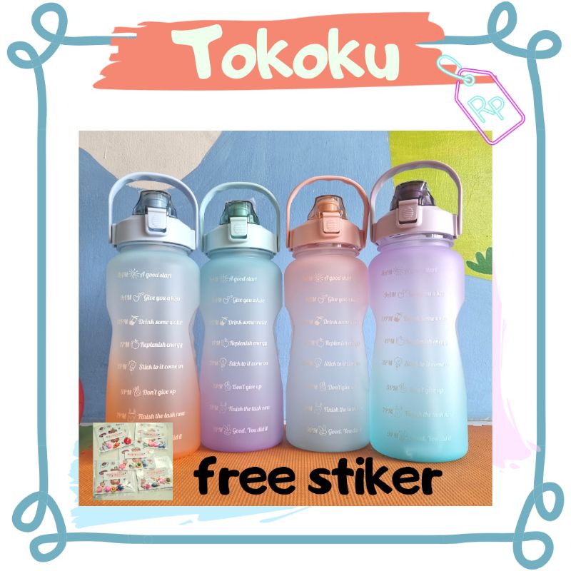 botol minum 2L gradasi / botol minum motivasi / botol viral 2L