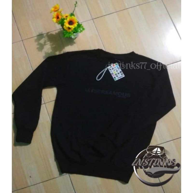 Sweater Crewneck / Oblong SCREAMOUS FULL HITAM Premium Kualitas Distro Original Lembut Tidak Berbulu