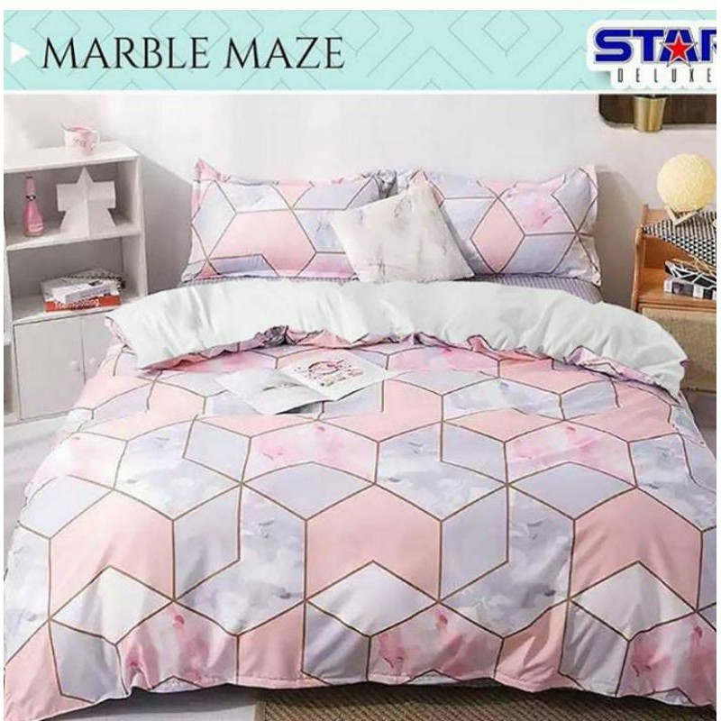 Sprei katun lokal premium motif kotak kotak warna pink