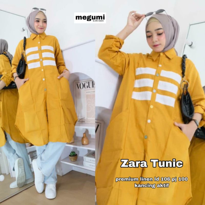 TUNIK ATASAN WANITA KEKINIAN ZARA TUNIK BAHAN PREMIUM LINEN IMPORT CANTIK
