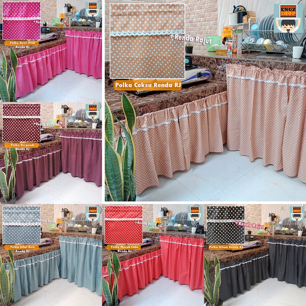 Gorden Kolong Dapur Renda Polkadot
