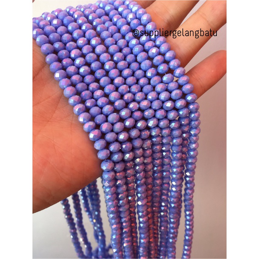 Crystal Ceko Doff 6mm BIRU UNGU supplier kristal import online shop bahan aksesoris gelang kalung