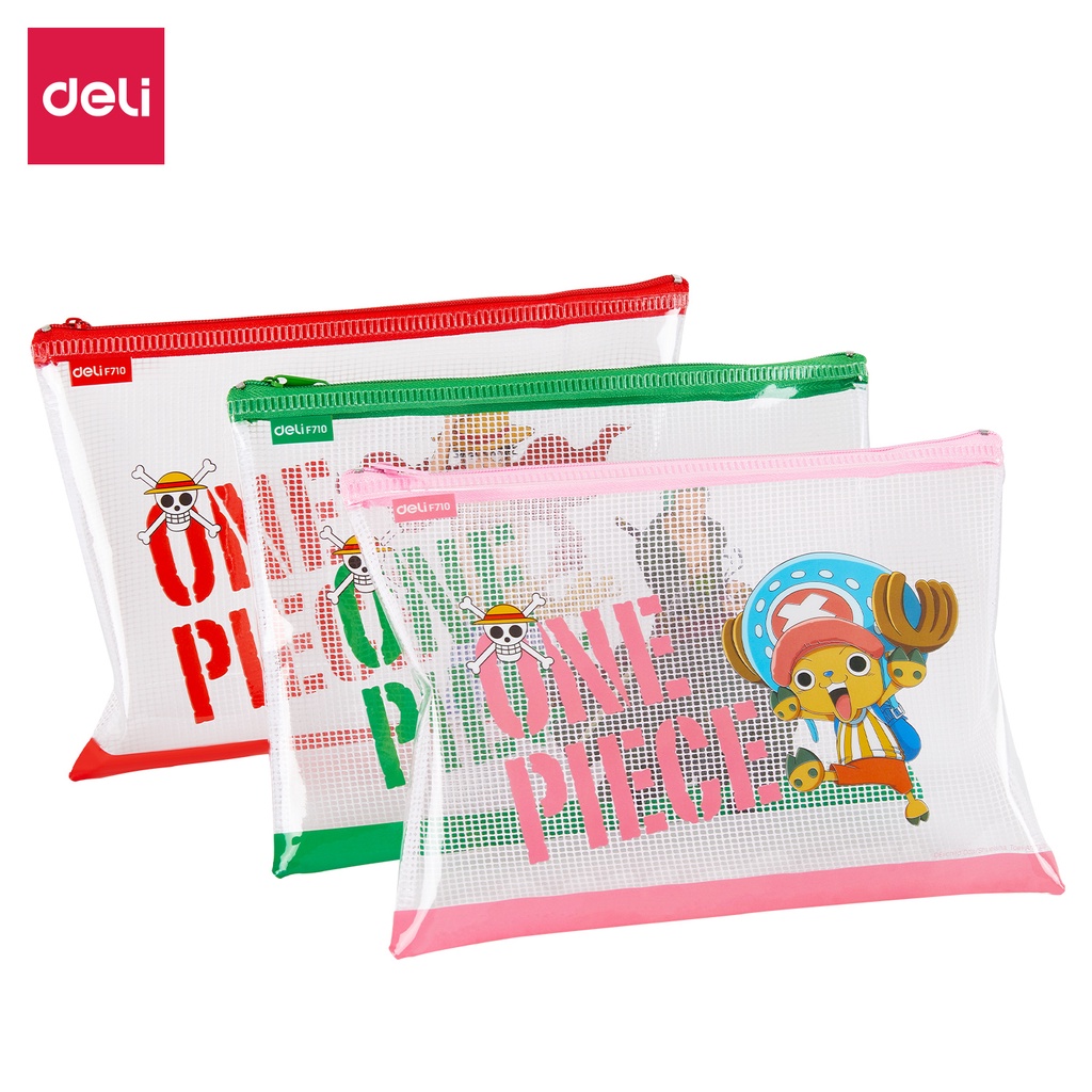 Deli One Piece School Zip Bag / Tempat Pensil Pouch Multifungsi One Piece Transparan A5 Anti Air Kualitas Tinggi EF710