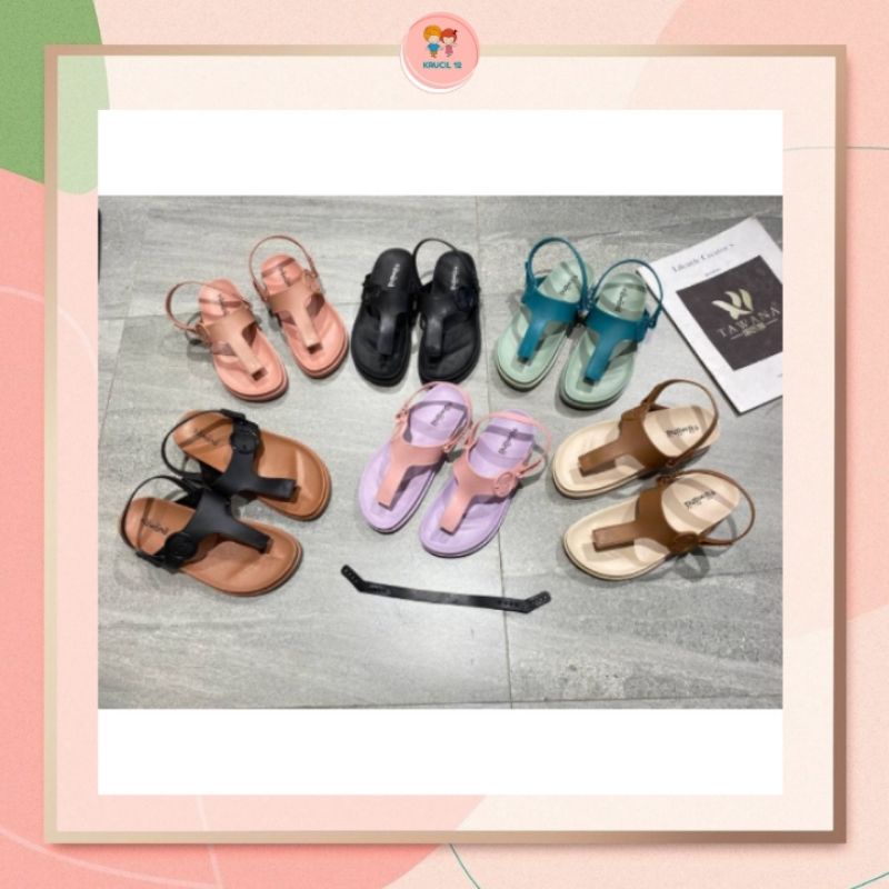 KRUCIL Sepatu Sandal Tawana 2 in 1 Jepit Strap Selop size 36 37 38 39 40 41 - Sandal jelly wanita mu