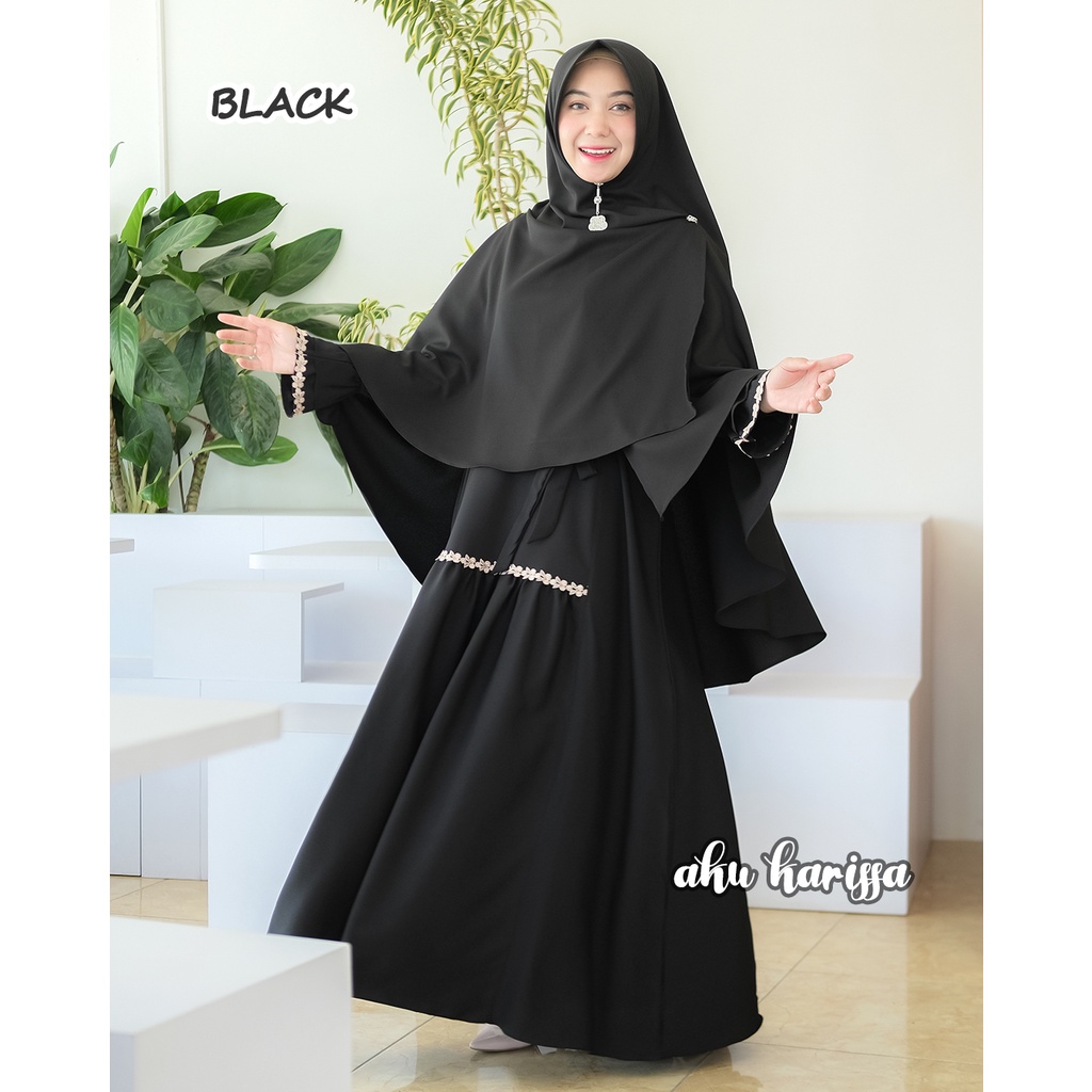 Gamis Aku Karissa Original - Gamis Lebaran Zaina Syari-Black