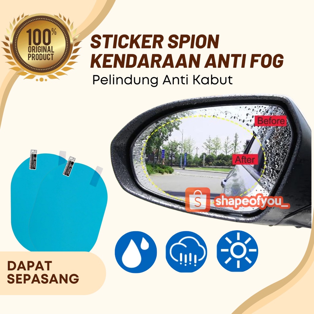 Sticker Spion Mobil Anti Hujan Anti Fog Kabut Hujan Kotak Kaca Film Mobil Car Eksterior Pelindung Anti Air Hujan