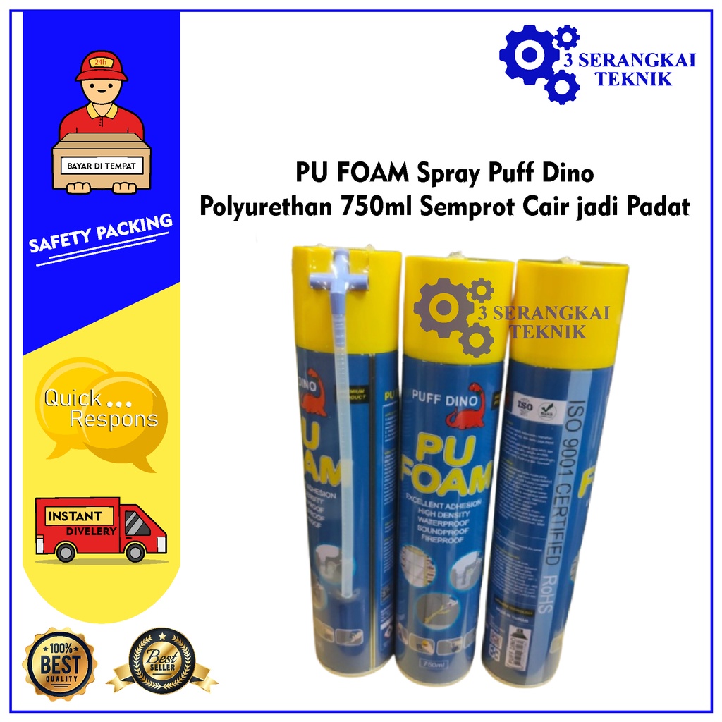 PU FOAM Spray Puff Dino 750ML Polyurethan Semprot Cair jadi Padat