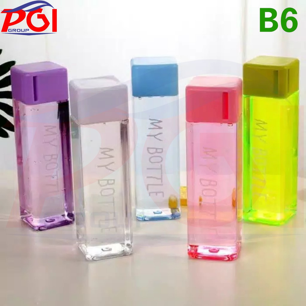 B ( B6 ) MY BOTTLE KOTAK TRANSPARAN WARNA / BOTOL MINUM / KWALITAS TERBAIK / TAHAN PECAH