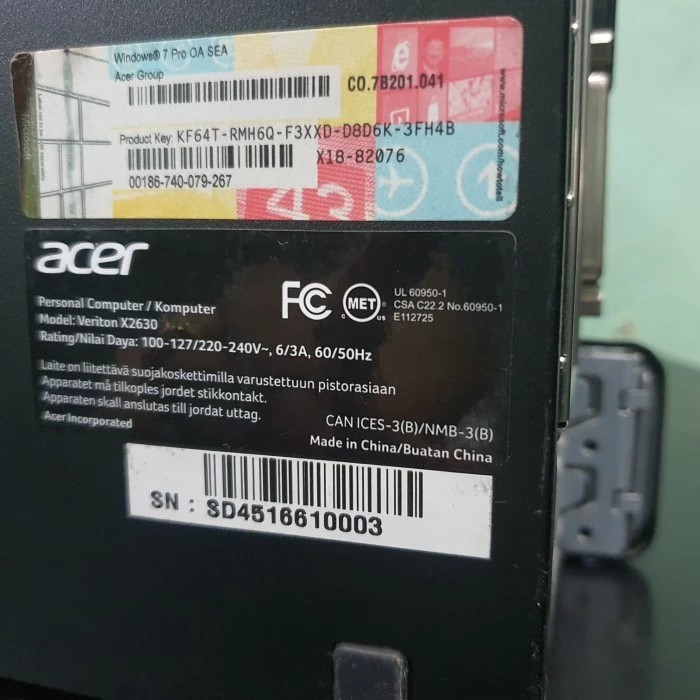 PC ACER VERITON X2630 CORE i3 GEN 4 RAM 4GB HDD 500GB SPEAKER INTERNAL