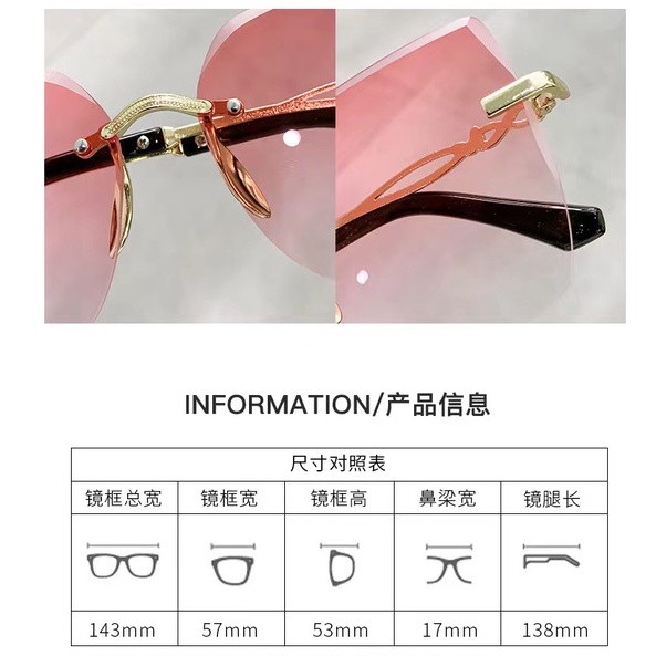 Rowling(ka-271)Sunglasses  Kacamata Hitam Kotak No frame Women Sunglasses Titanium New Arrival Import Kacamata Fashion