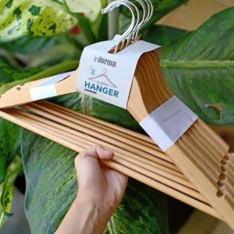 Hanger Kayu isi 8 Pcs Gantungan Baju Kayu hanger baju kayu