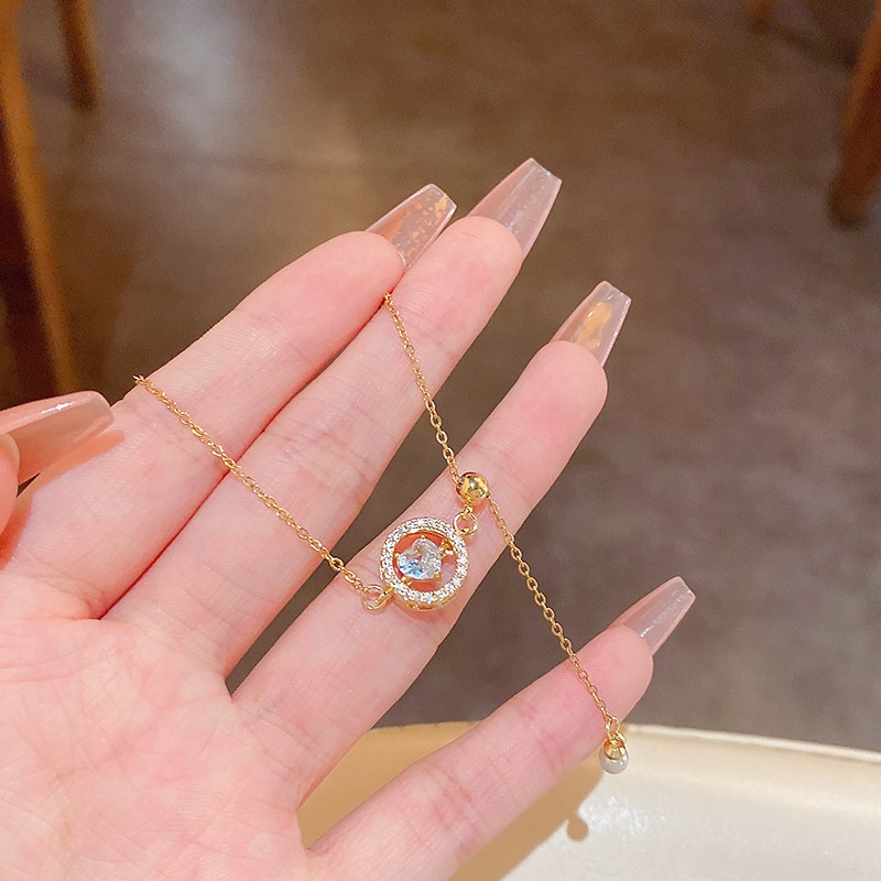 Gelang Kristal Opal Bentuk Hati Untuk Aksesoris Wanita