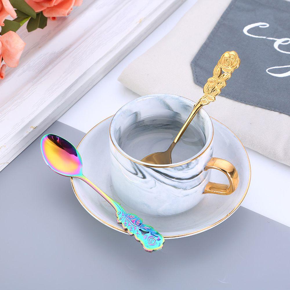 PREVA Rose Shape Spoon Tableware Kitchen Accessories Ice Cream Music Bar Coffee Spoons Dessert Tea  Spoons