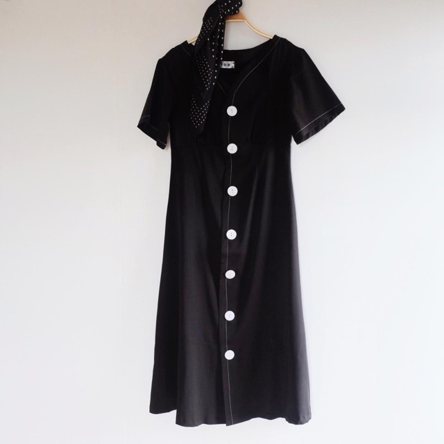 White Button Dress - Dress Midi Dress Vintage Korea Fashion Premium Import
