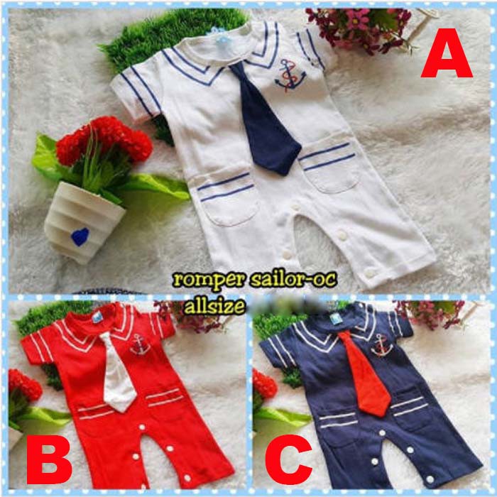 Baju Bayi Laki Laki Romper Bayi Lucu Sailor