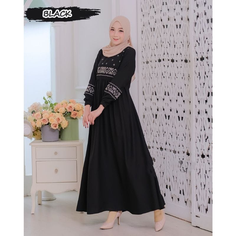DZIFA DRESS GAMIS BORDIR PREMIUM REALPICT ITYCREPE KUALITAS TERBAIK