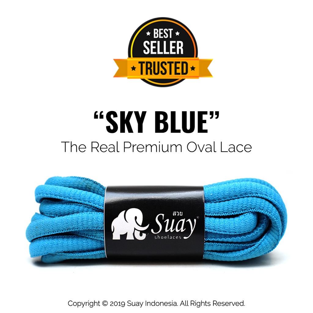 Tali Sepatu Bulat Biru Langit (Oval) Premium Shoelace Sky Blue Surabaya