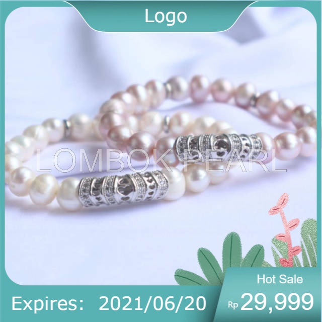 Gelang Mutiara Air Tawar Asli dari Lombok Rangka Copper Gold Plated dan Copper Platinum Plated