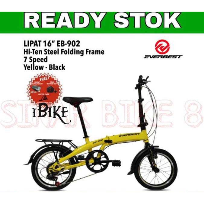 Sepeda Lipat 16 Inch EVERBEST EB-902 New Steel Hi-Ten 7 Speed