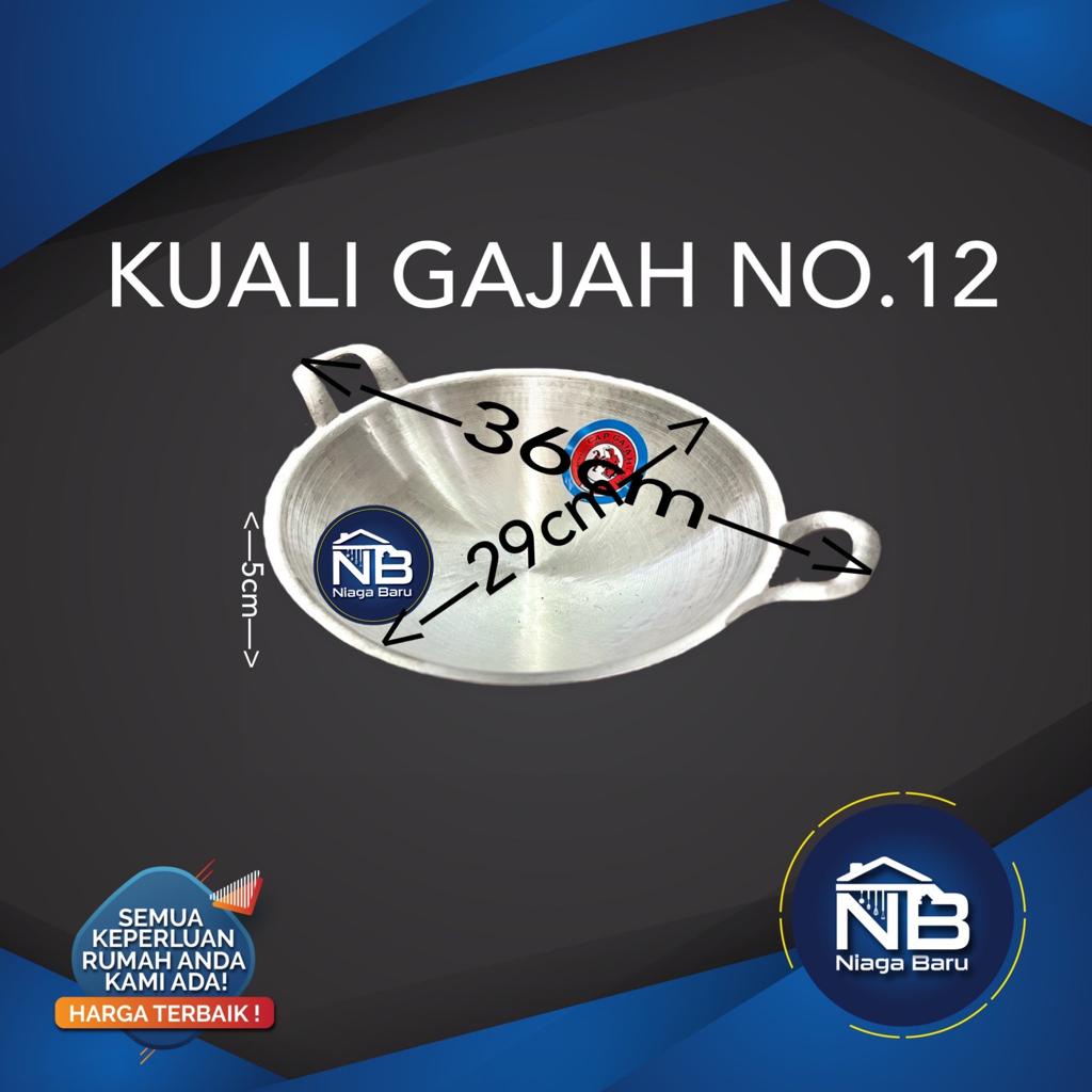 Wajan Kuali Gajah No.12 Penggorengan Alumunium