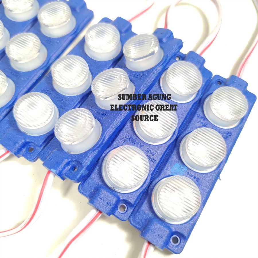 Modul LED Jumbo 3 Mata LED 3W DC 24V Pakai Aki Trik 320LM Blue Biru