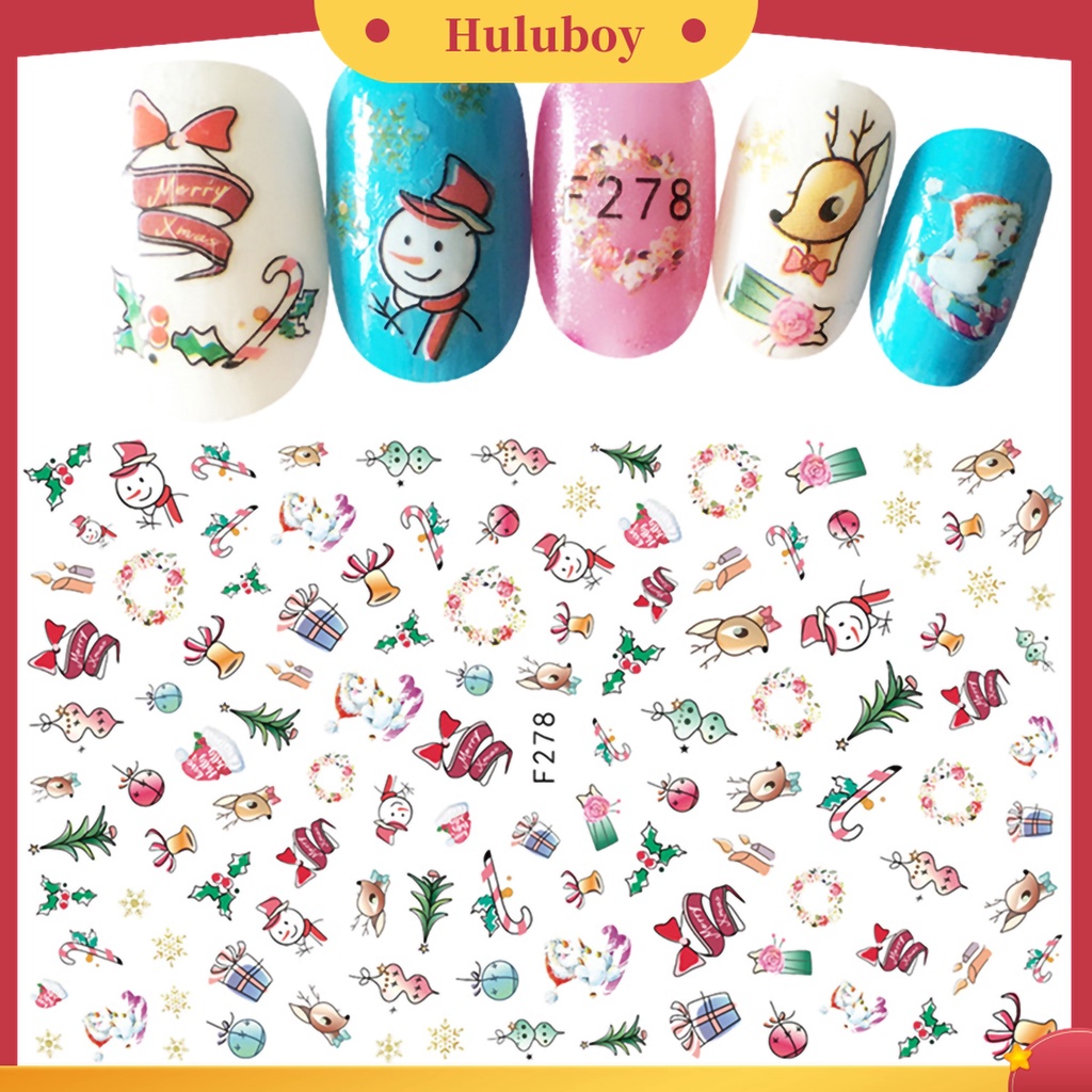 Huluboy Huluboy♡ Stiker Kuku Motif Natal Untuk Dekorasi Nail Art