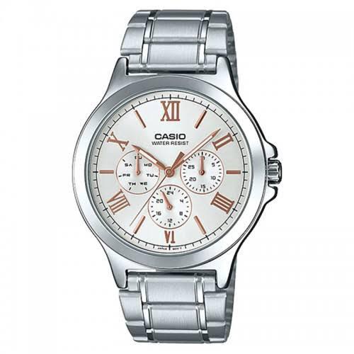 JAM TANGAN RANTAI PRIA / WANITA  CASIO MTP V300D ANALOG QUARTZ GROSIR IMPORT STAINLESS STEEL CS014-1